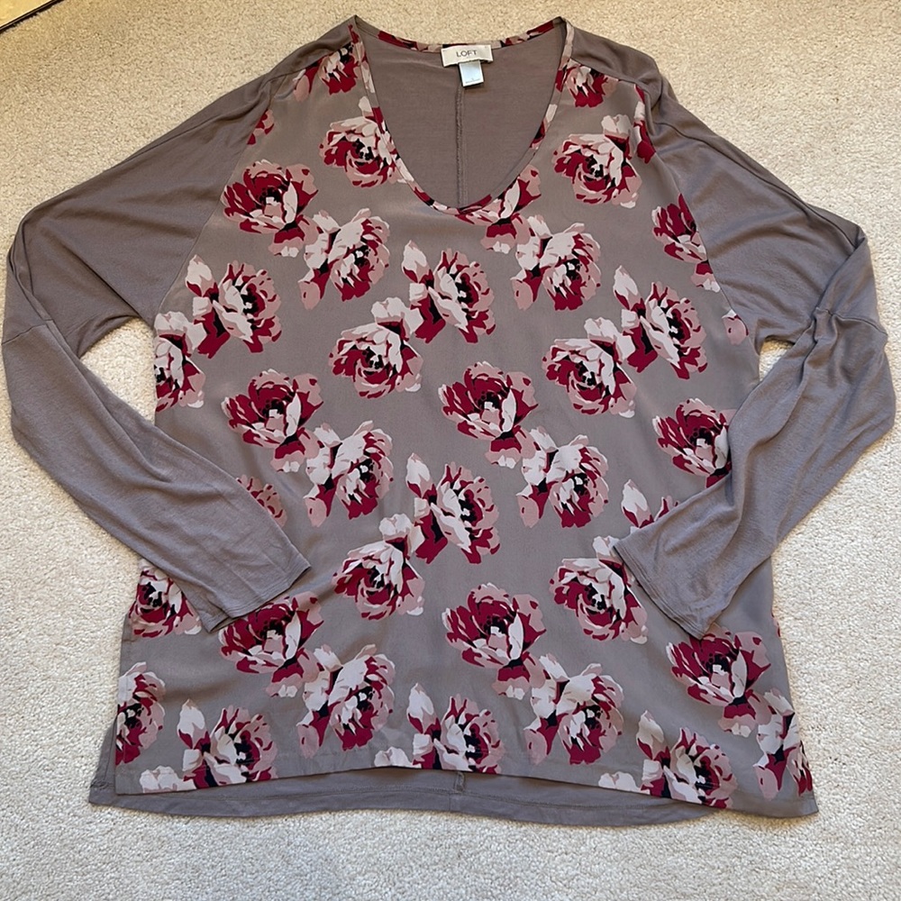 Grey Floral Blouse